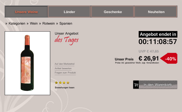 Onlineshop Countdownz�hler